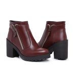 BOTA FEMININA SINTÉTICA CONHAQUE