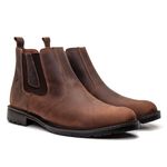 BOTA CHELSEA BOTINA MASCULINA EM COURO LEGÍTIMO CAFÉ