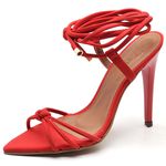 SANDÁLIA SALTO ALTO BICO FOLHA NOBUCK VERMELHO