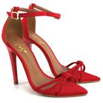SANDÁLIA SALTO ALTO BICO FOLHA NOBUCK VERMELHO