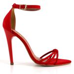 SANDÁLIA SALTO ALTO BICO FOLHA NOBUCK VERMELHO