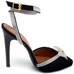 SCARPIN SALTO ALTO COM STRASS NOBUCK PRETO