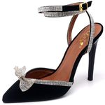 SCARPIN SALTO ALTO COM STRASS NOBUCK PRETO