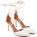SCARPIN SALTO MÉDIO BICO FOLHA COM TIRAS NAPA OFF WHITE