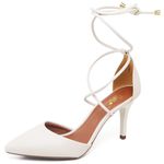 SCARPIN SALTO MÉDIO BICO FOLHA COM TIRAS NAPA OFF WHITE