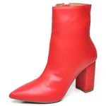 BOTA CANO CURTO SALTO GROSSO MÉDIO NAPA VERMELHO