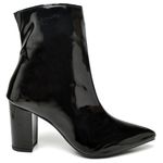BOTA CANO CURTO SALTO GROSSO MÉDIO VERNIZ PRETO