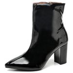 BOTA CANO CURTO SALTO GROSSO MÉDIO VERNIZ PRETO