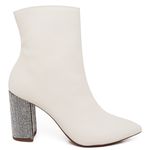BOTA CANO CURTO SALTO MÉDIO COM STRASS NAPA OFF WHITE