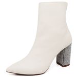 BOTA CANO CURTO SALTO MÉDIO COM STRASS NAPA OFF WHITE