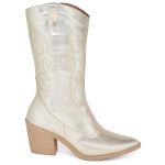 BOTA TEXANA WESTERN COUNTRY CANO MÉDIO METALIZADO OURO LIGHT