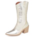 BOTA TEXANA WESTERN COUNTRY CANO MÉDIO METALIZADO OURO LIGHT