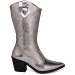 BOTA TEXANA WESTERN COUNTRY CANO MÉDIO METALIZADO PRATA VELHO