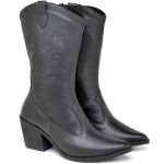 BOTA TEXANA WESTERN COUNTRY CANO MÉDIO NAPA PRETO