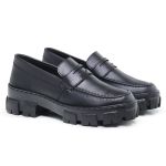 MOCASSIM FEMININO TRATORADO OXFORD PRETO FOSCO