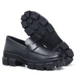 MOCASSIM FEMININO TRATORADO OXFORD PRETO FOSCO