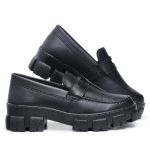 MOCASSIM FEMININO TRATORADO OXFORD PRETO FOSCO