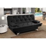 Sofá Cama Preto 3 Lugares Multiuso Austria em Suede