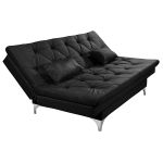 Sofá Cama Preto 3 Lugares Multiuso Austria em Suede