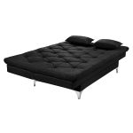 Sofá Cama Preto 3 Lugares Multiuso Austria em Suede