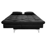 Sofá Cama Preto 3 Lugares Multiuso Austria em Suede