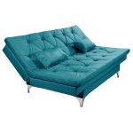 Sofá Cama Reclinável 3 Lugares Multiuso Austria Azul Turquesa em Suede