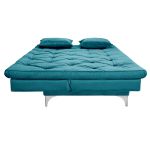 Sofá Cama Reclinável 3 Lugares Multiuso Austria Azul Turquesa em Suede