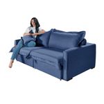 Sofá Living Retrátil Bali em Linho Azul