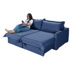 Sofá Living Retrátil Bali em Linho Azul
