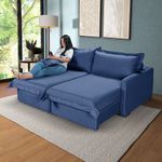 Sofá Living Retrátil Bali em Linho Azul