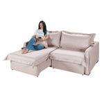 Sofá Living Retrátil Bali em Linho Bege