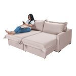 Sofá Living Retrátil Bali em Linho Bege