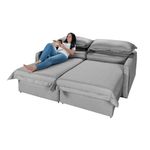 Sofá Living Retrátil Bali em Linho Cinza