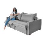 Sofá Living Retrátil Bali em Linho Cinza