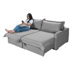Sofá Living Retrátil Bali em Linho Cinza