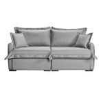 Sofá Living Retrátil Bali em Linho Cinza