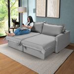 Sofá Living Retrátil Bali em Linho Cinza