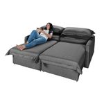 Sofá Living Retrátil Bali em Linho Grafite