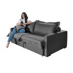 Sofá Living Retrátil Bali em Linho Grafite