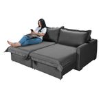 Sofá Living Retrátil Bali em Linho Grafite