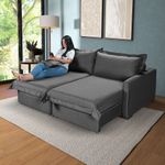 Sofá Living Retrátil Bali em Linho Grafite