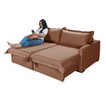 Sofá Living Retrátil Bali em Linho Marrom