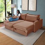 Sofá Living Retrátil Bali em Linho Marrom