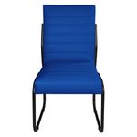 Cadeira Jade De Escritório Ou Recepção em Couro Sintético Azul Marinho Pés em Aço na Cor Preta