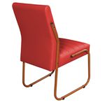 Cadeira Jade de Escritório ou Recepção em Couro Sintético Vermelho Pés em Aço na Cor Cobre
