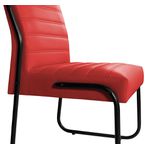 Cadeira Jade De Escritório ou Recepção em Couro Sintético Vermelho Pés em Aço na Cor Preta