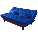 Sofá Cama Caribe Courino Azul Marinho Reclinável 3 Posições