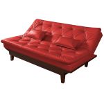 Sofá Cama Caribe Courino Vermelho Reclinável 3 Posições