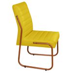 Cadeira Jade De Escritório Ou Recepção Em Couro Sintético Tipo A Amarelo Pés em Aço na Cor Cobre