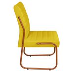Cadeira Jade De Escritório Ou Recepção Em Couro Sintético Tipo A Amarelo Pés em Aço na Cor Cobre